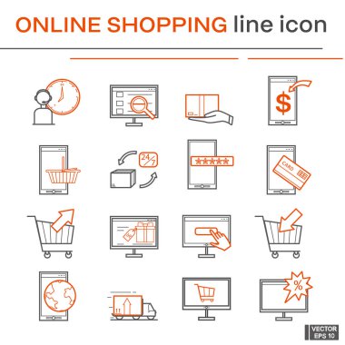 Online alışveriş simgeler kümesi.