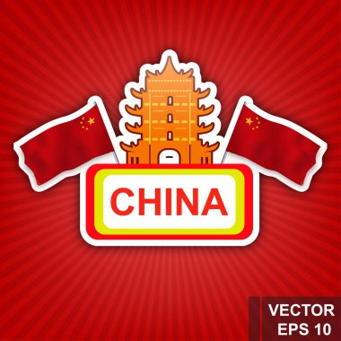 Çin bayrağı. Harita. Devletin sembolü. Tasarımın için. Dikdörtgen.