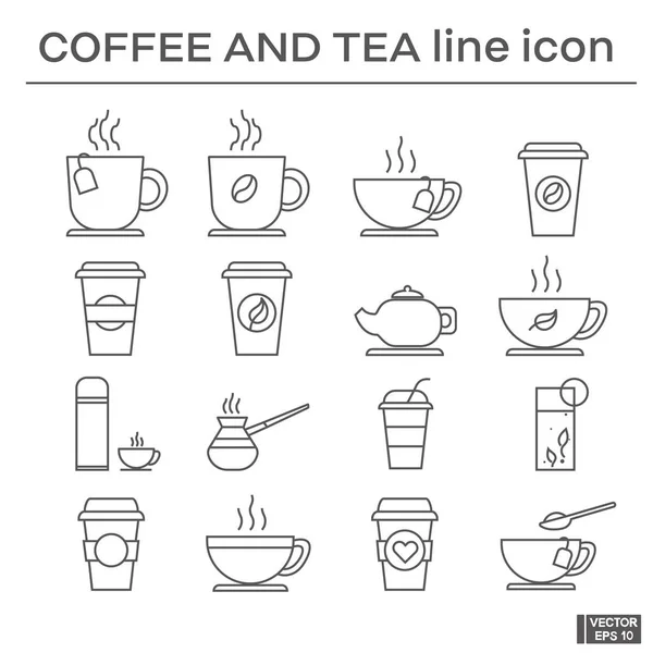 套装、咖啡和茶图标. — 图库矢量图片