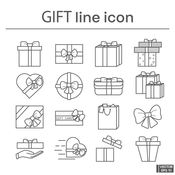 Uppsättning linje ikoner, gåva. — Stock vektor