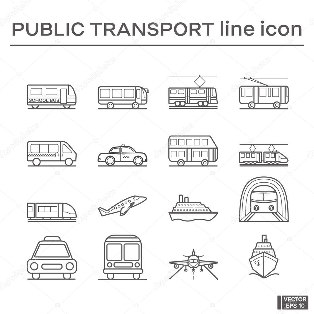 Set of public transport icons.