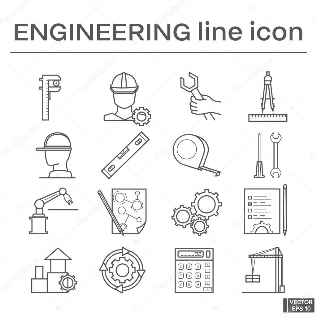 Set of line icons, engineering.