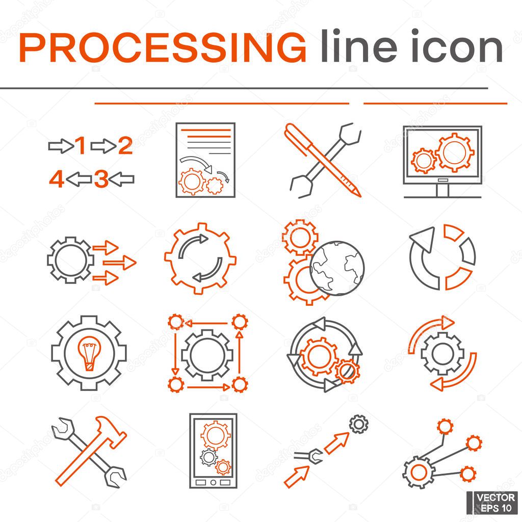 Set of processing icons.