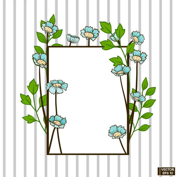 Marco con flores azules simples — Vector de stock