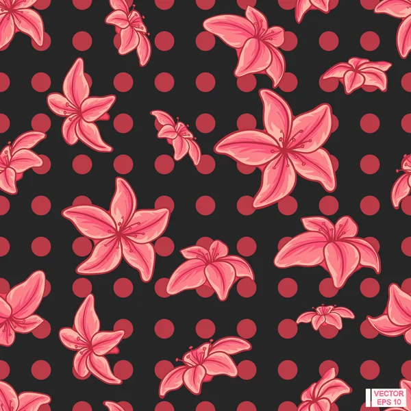 Patrón sin costura con flores rosadas — Vector de stock