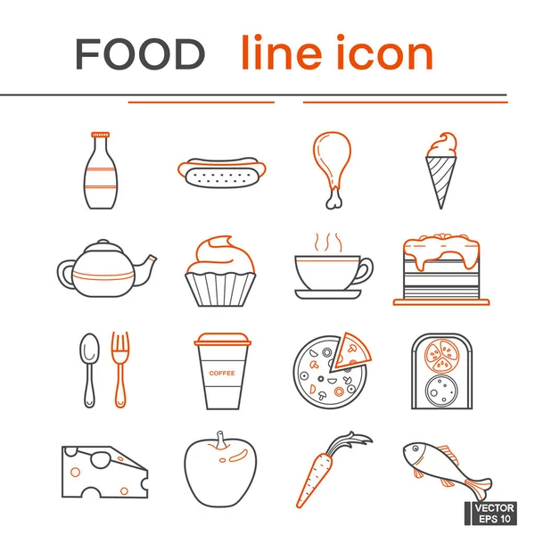 stock vector Set of line icons, food.