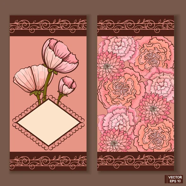 Tarjeta de visita rosa flores abstractas . — Vector de stock