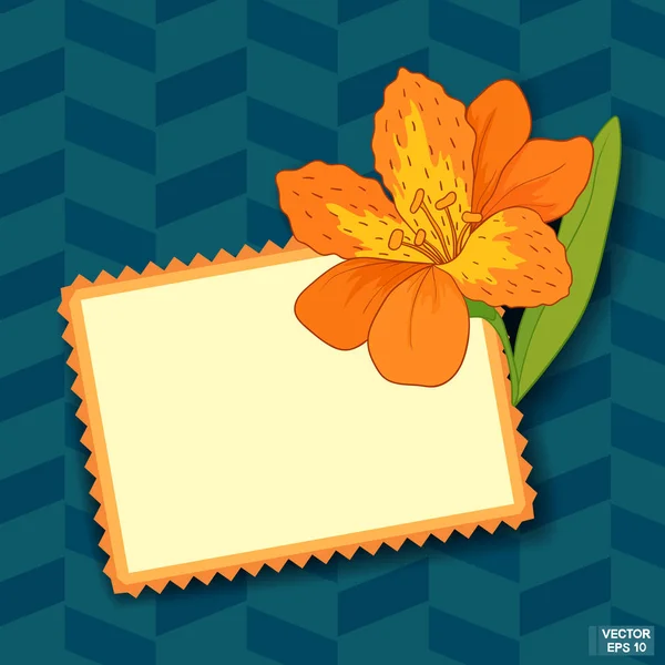 Tarjeta de felicitación con flor naranja — Archivo Imágenes Vectoriales