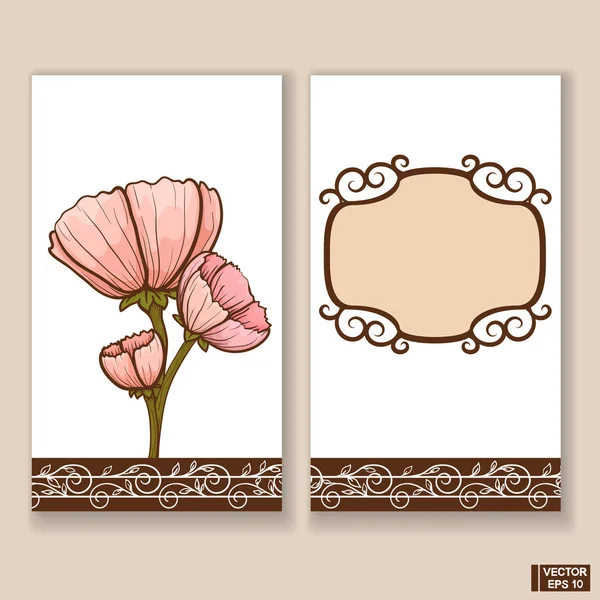 Επαγγελματική κάρτα ροζ αφηρημένα λουλούδια. — Διανυσματικό Αρχείο