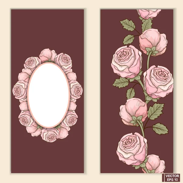Tarjeta Vintage con rosas rosadas . — Vector de stock