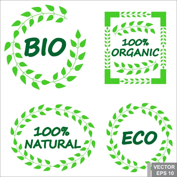 Adesivo. Bio. Eco. Produto natural. Orgânico. Verde. Para o seu design . — Vetor de Stock