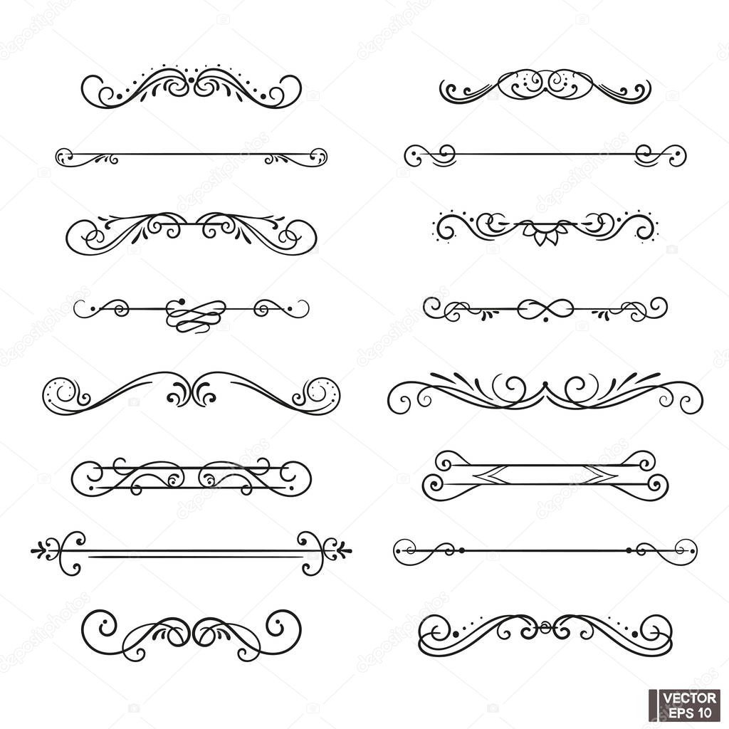 set of curls and scrolls for design and decoration.