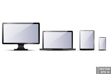 Elektronik. dijital set. Televizyon, monitör. Akıllı televizyon. 4k, 3d. Modern teknolojiler. Mocap ekranları. Tasarımınız için.