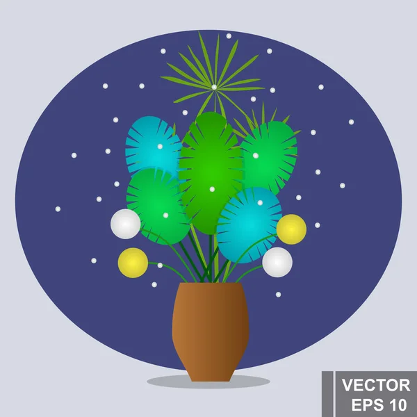 Fleur exotique dans un pot. Des pétales. Vert. Des plantes. Pour votre design . — Image vectorielle