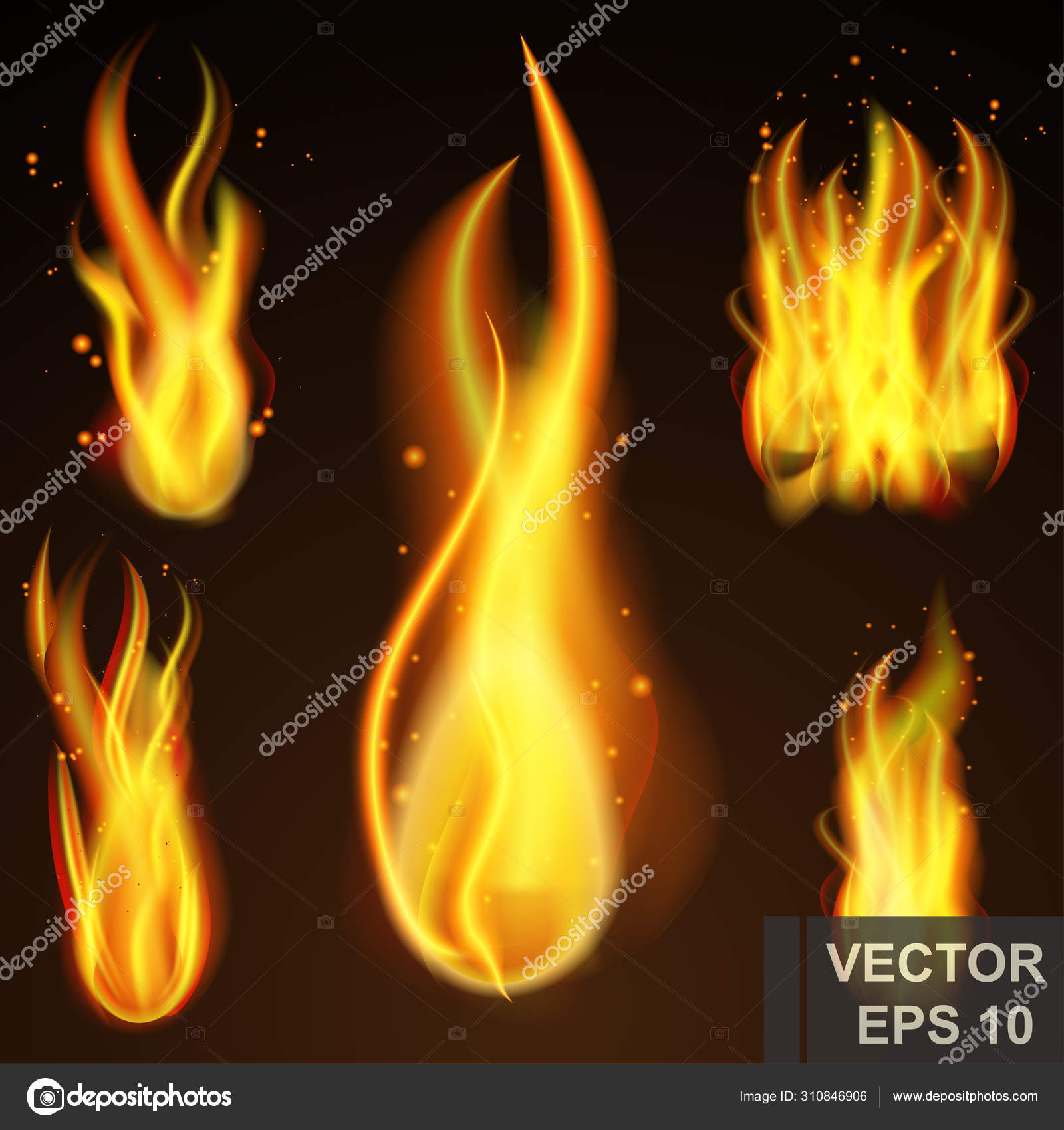 Conjunto De Chamas De Fogo Realista. Chama De Fogo Ardente Vermelha E  Laranja Quente Flamejante Calor Explosão Cartoon, Energia De Chama Quente,  Ilustração Vetorial De Animação De Fogo Royalty Free SVG, Cliparts