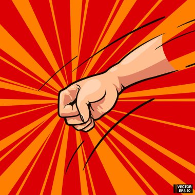 Çizgi roman pop sanatı. Yumruklama el hareketi