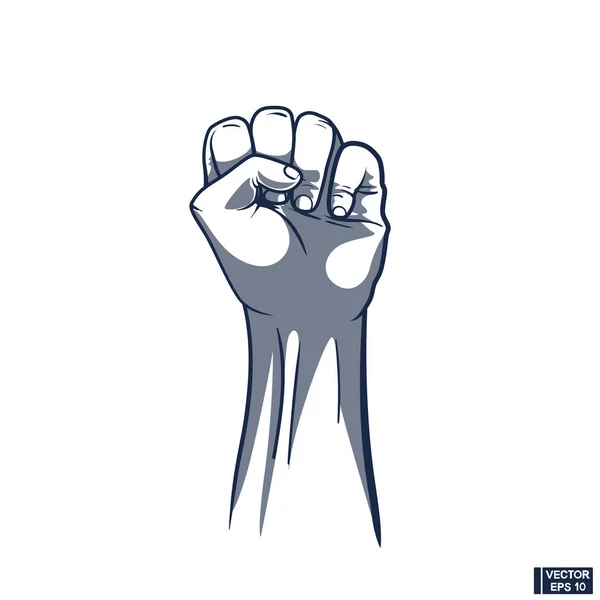 Raised fist. Clenched fist held in protest. — Stock Vector