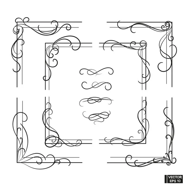 Ročník barokní roh svitek ornament designové prvky. — Stockový vektor