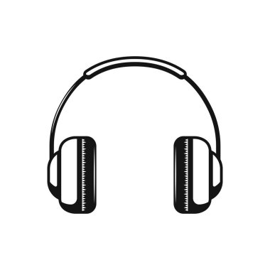 Kulaklıklar Siyah yassı tasarım Beyaz üzerine izole edilmiş Simge