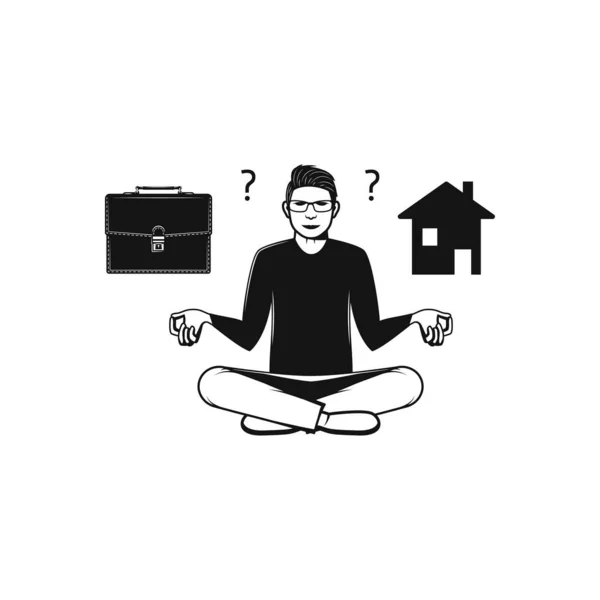 Hombres Haciendo Meditación Quedarse Casa Trabajar — Archivo Imágenes Vectoriales