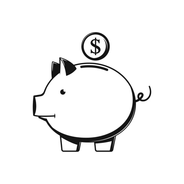 Piggy Bank Icono Concepto Negocio Aislado Blanco Ilustraciones De Stock Sin Royalties Gratis