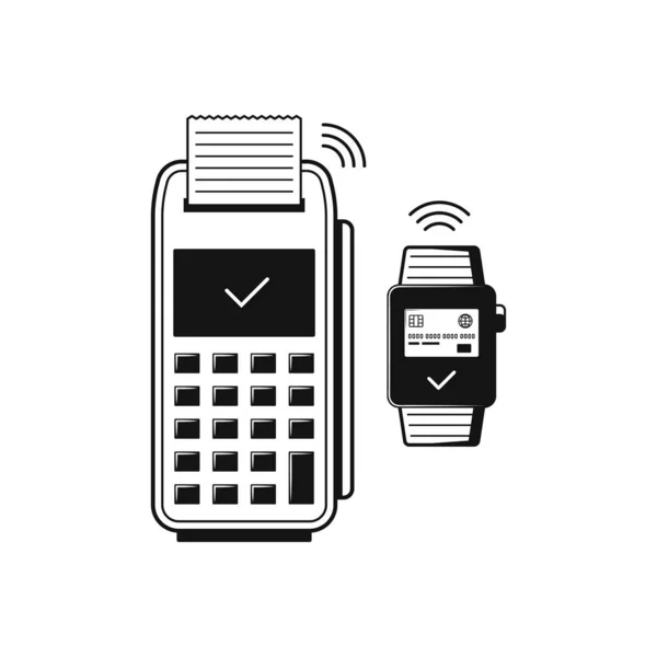 Nfc Smartwatch Icono Lineal Terminal Pagos Icono Del Concepto Aislado Vector De Stock