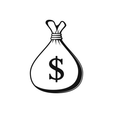 Para çantası siyah simgesi beyaz üzerine izole