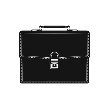 Evrak çantası simgesi düz tasarım siyah simge beyaz üzerine