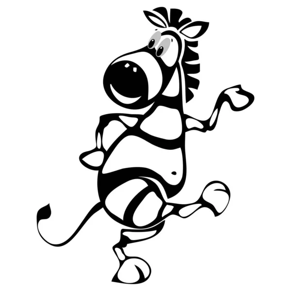 Personagem de desenho animado alegre dança zebra — Vetor de Stock