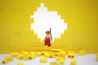 Hong Kong/Çin, 25 Mayıs 2018: Birleştirin Hong Kong.Legos farklı kümesinden Danimarka Lego Group tarafından üretilen plastik inşaat oyuncak popüler bir çizgi vardır, stüdyo çekim Lego halkı