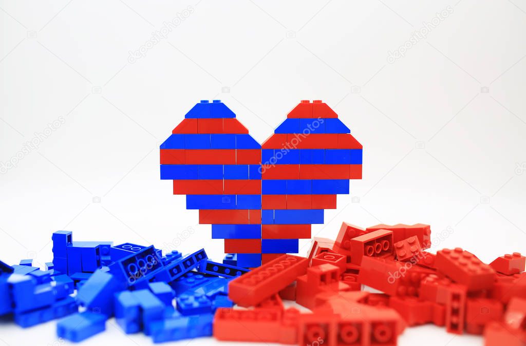 heart shaped with blue and red