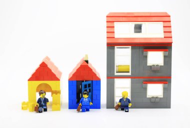 Hong Kong/Çin, 5 Temmuz 2018: Birleştirin Hong Kong.Legos farklı kümesinden Danimarka Lego Group tarafından üretilen plastik inşaat oyuncak popüler bir çizgi vardır, stüdyo çekim Lego halkı