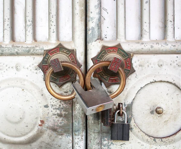 Chinese Traditional Old Lock Door Chinese Word Mean Fortune Double — Stock Photo, Image