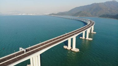 Hong Kong-Zhuhai-Macau köprü dış görünümü ve drone görüntüleyin