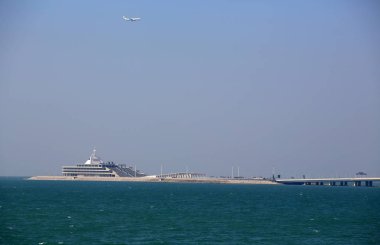 Hong Kong-Zhuhai-Macau köprü dış görünümü ve drone görüntüleyin