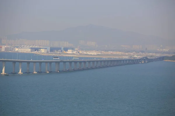 Hong Kong Zhuhai Macau Köprü Dış Görünümü Drone Görüntüleyin — Stok fotoğraf