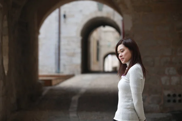 Menina Visita Dubrovnik Cidade — Fotografia de Stock