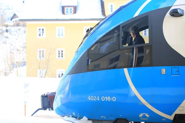 Hallstatt Austria Febbraio 2019 Ferrovia Federale Austriaca Treno Obb Principale — Foto Stock