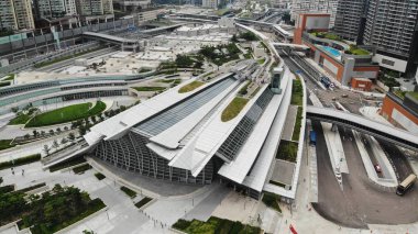 Batı Kowloon İstasyonu dış tarafı, yüksek hızlı demiryolu Hong Kong 'dan Shenzhen' e, Guangzhoushenzhenhong Kong Ekspres Demiryolu Link