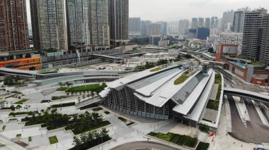 Batı Kowloon İstasyonu dış tarafı, yüksek hızlı demiryolu Hong Kong 'dan Shenzhen' e, Guangzhoushenzhenhong Kong Ekspres Demiryolu Link