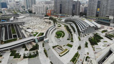 Batı Kowloon İstasyonu dış tarafı, yüksek hızlı demiryolu Hong Kong 'dan Shenzhen' e, Guangzhoushenzhenhong Kong Ekspres Demiryolu Link