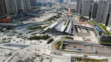 Batı Kowloon İstasyonu dış tarafı, yüksek hızlı demiryolu Hong Kong 'dan Shenzhen' e, Guangzhoushenzhenhong Kong Ekspres Demiryolu Link