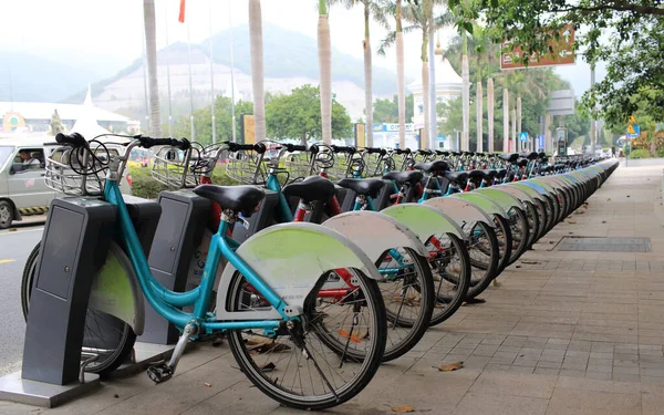 Shehzhen China March Cycling Rental System Available Shenzhen March 2013 — Stock Photo, Image