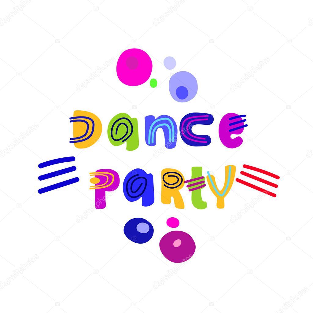 Dance event flyer, banner, invitation. Hand drawn vector template. Flat cartoon style. Isolated design element