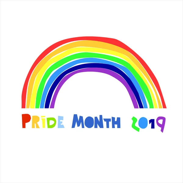 Pride month 2019. LGBT self-affirmation concept. Month of LGBT celebrations. Hand-lettered logo with raibow and slogan