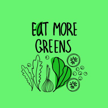 Sağlıklı beslenme popülerleştirme, vegan restoranlar ve çiftlik pazarları promosyon için el çizilmiş vektör illüstrasyon