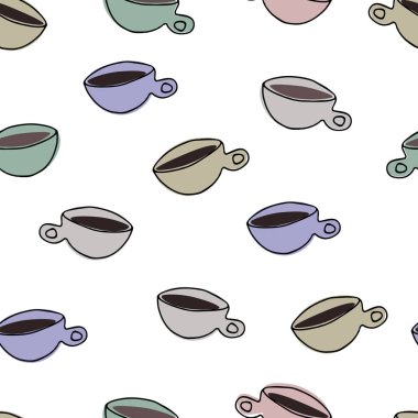 Beyaz arkaplanda bardaklar olan pürüzsüz desen