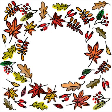 Yaprak ve böğürtlenli mevsimsel sonbahar çerçevesi