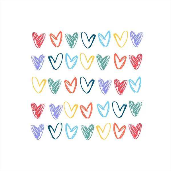 Print with rainbow-colored hearts. LGBT concept — Stock Vector