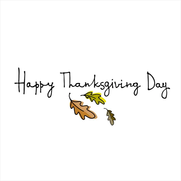 Logo del Día de Acción de Gracias. Letras de mano decoradas con hojas de roble — Archivo Imágenes Vectoriales